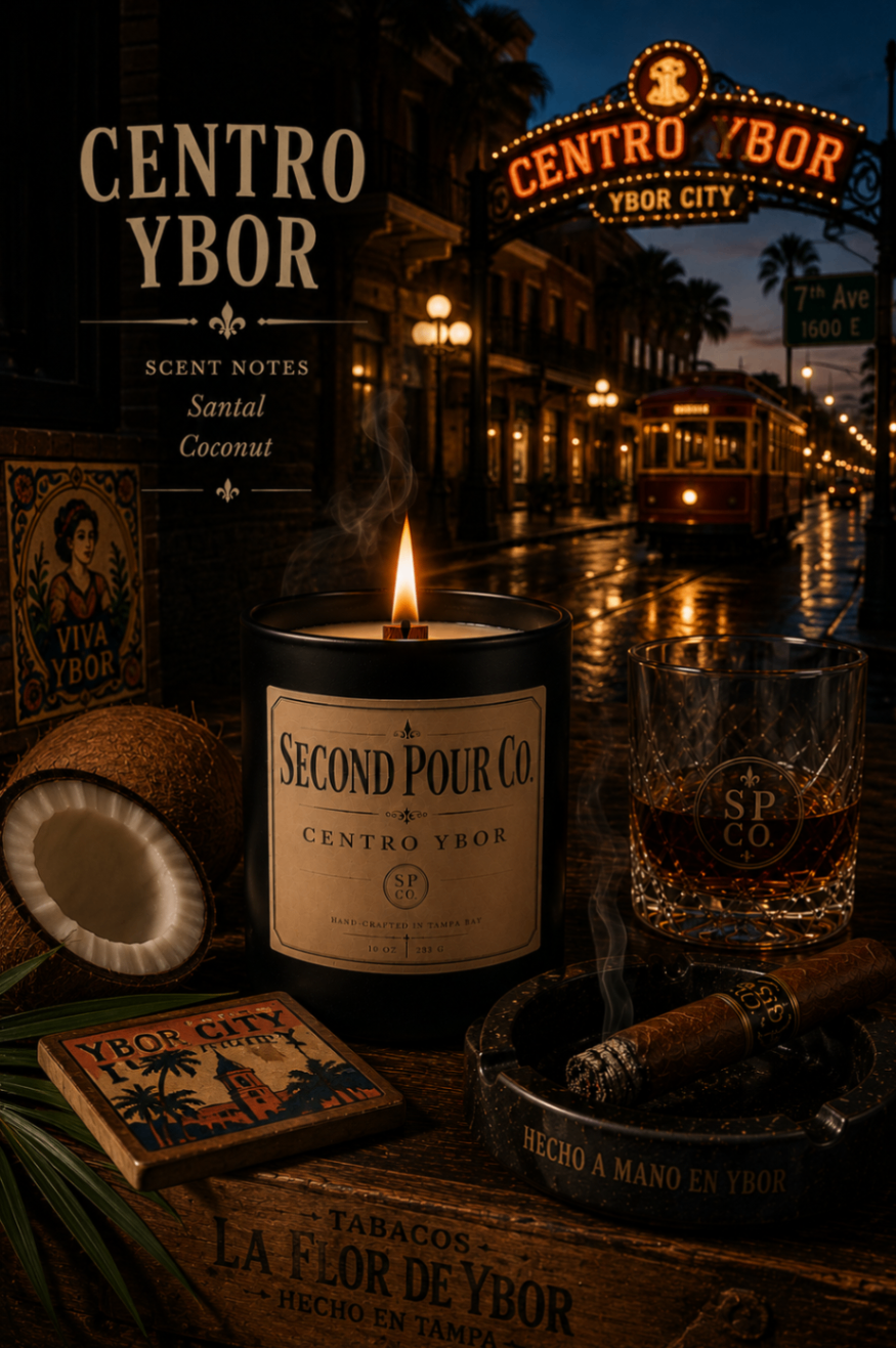 Centro Ybor luxury candle by Second Pour Co.