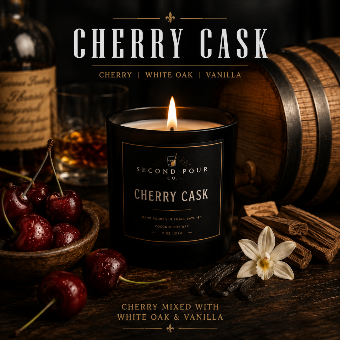 Cherry Cask luxury candle by Second Pour Co.